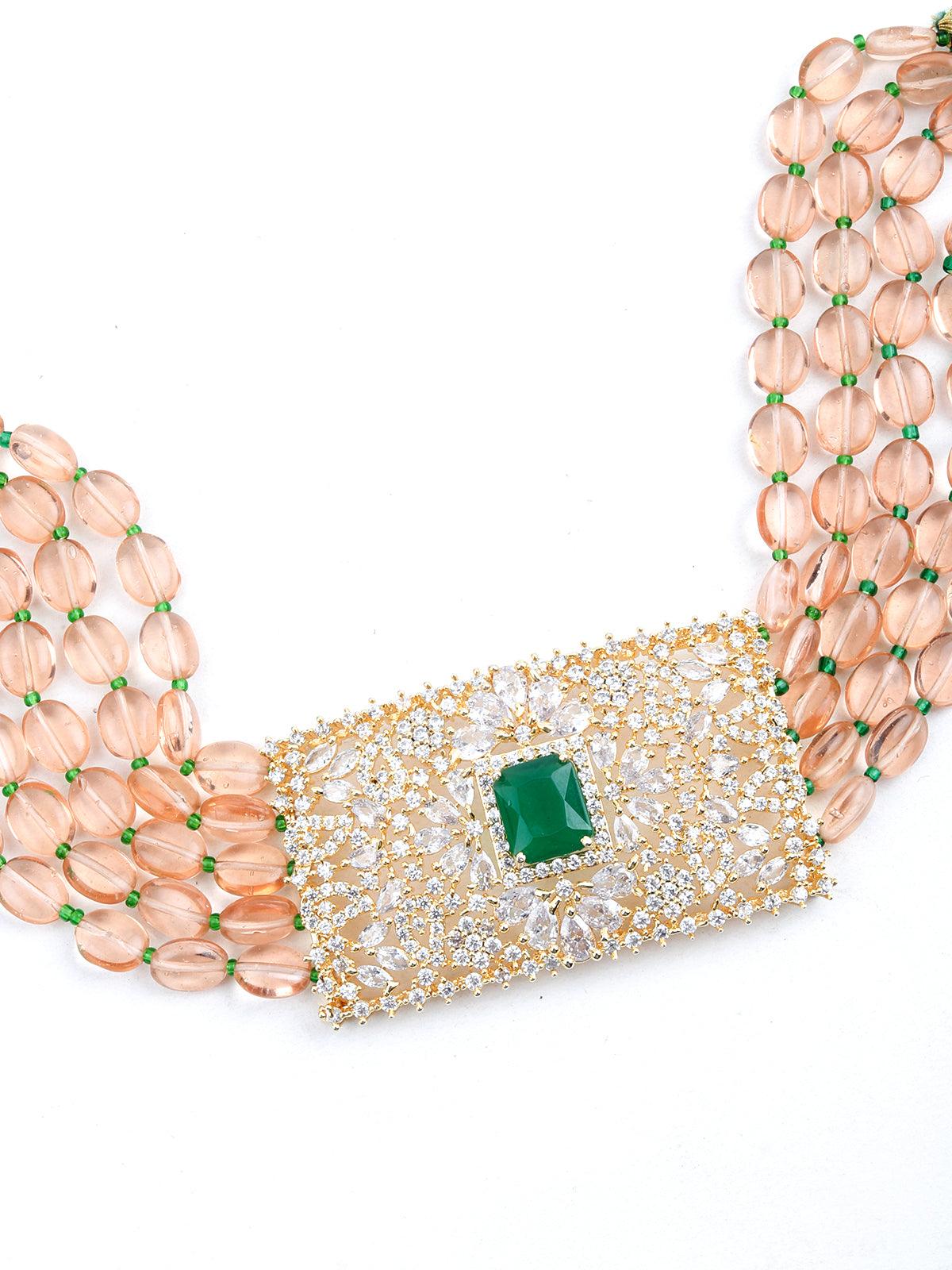 Royal emerald green choker set - Rajwada