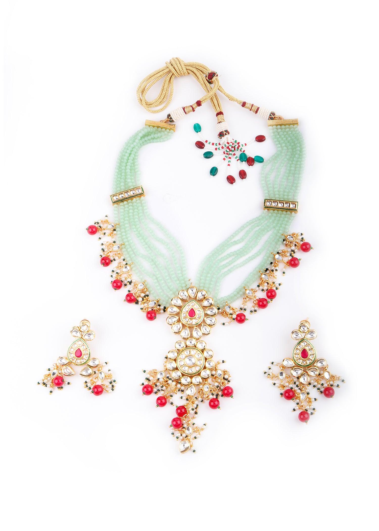Royal Pearl & Kundan Necklace Set - Rajwada