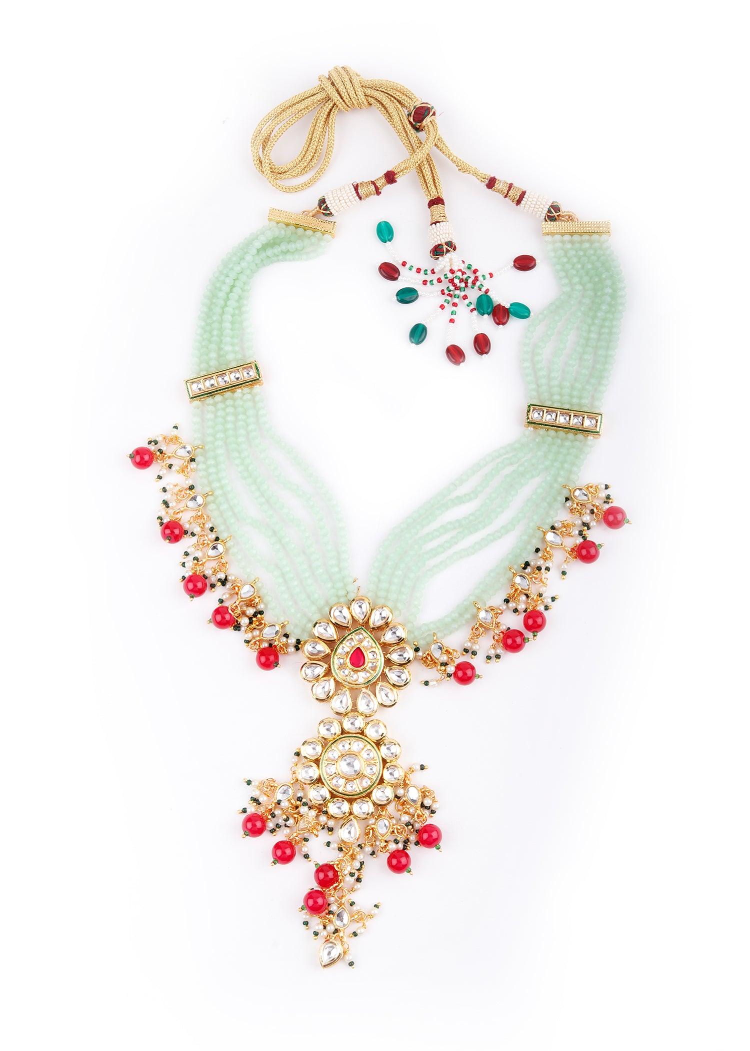 Royal Pearl & Kundan Necklace Set - Rajwada