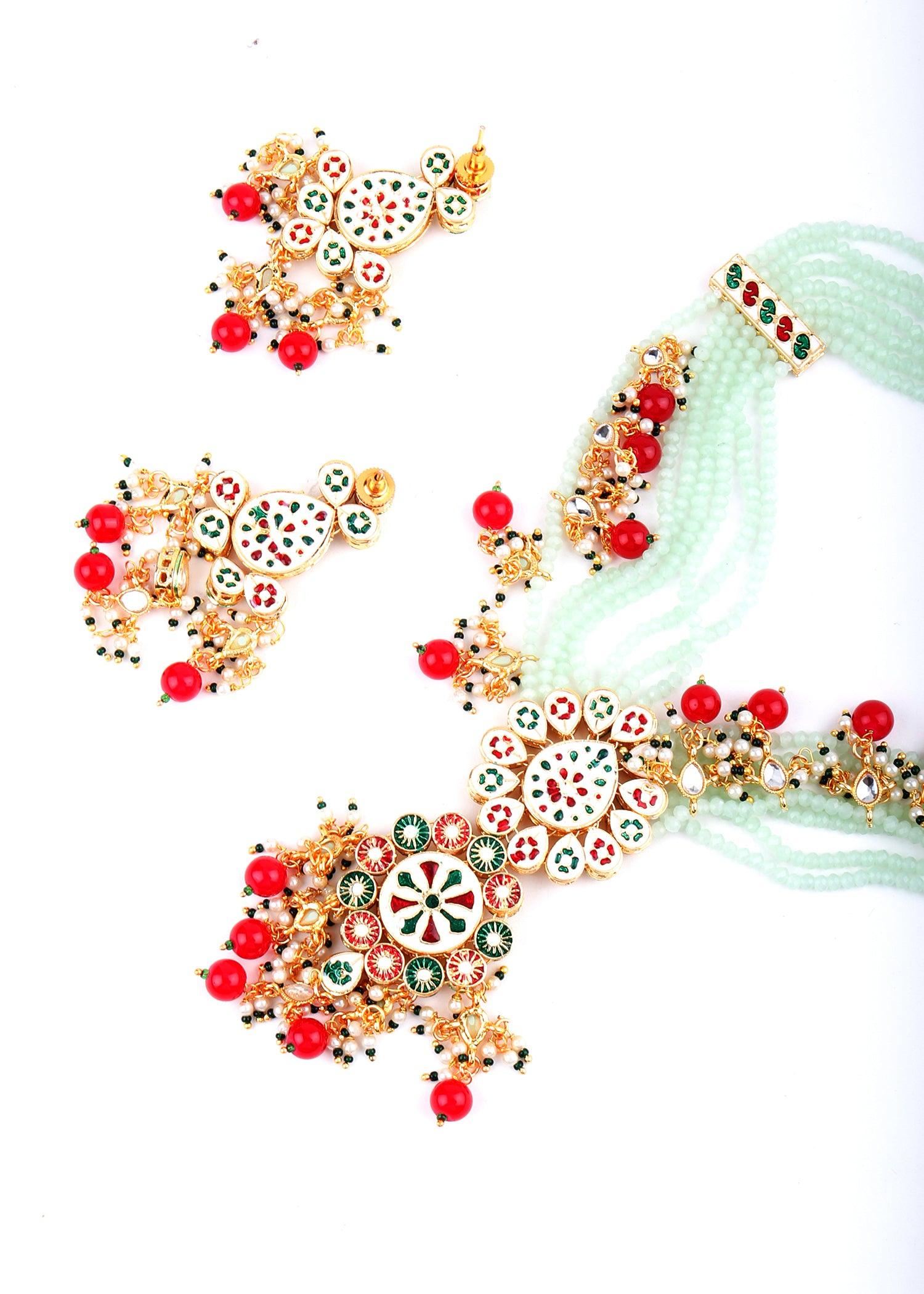 Royal Pearl & Kundan Necklace Set - Rajwada