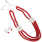 Ruby Onyx Beads Loop Necklace Set With Silver Embellishments - Rajwada