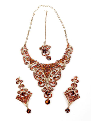 RUSTY BROWN AND GLOD STONES SET - Rajwada