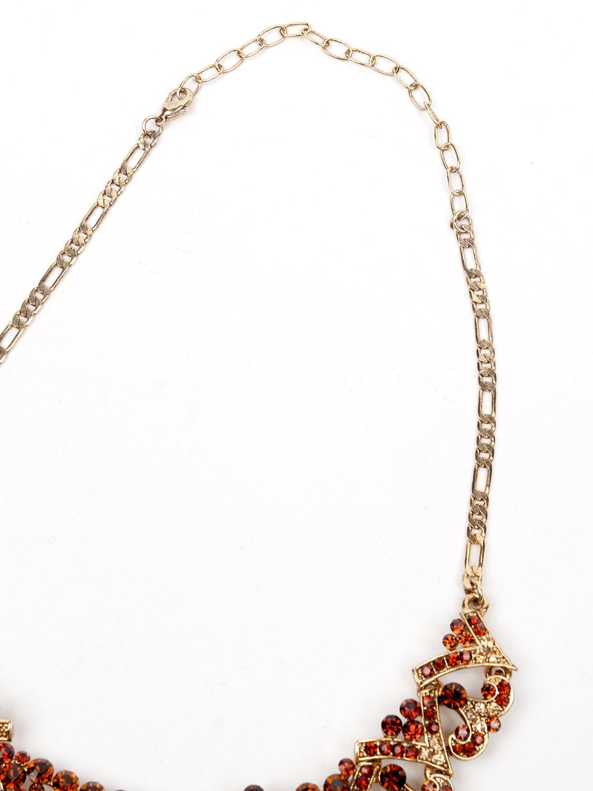 RUSTY BROWN AND GLOD STONES SET - Rajwada