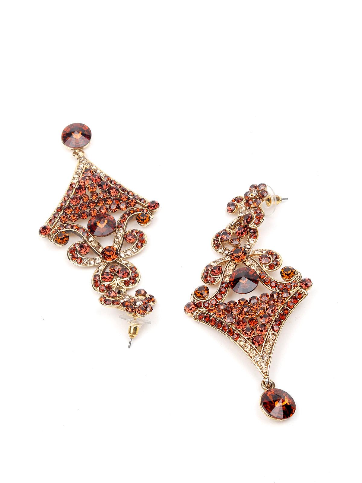 RUSTY BROWN AND GLOD STONES SET - Rajwada