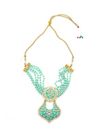Sea green stunning beaded necklace for women - Rajwada