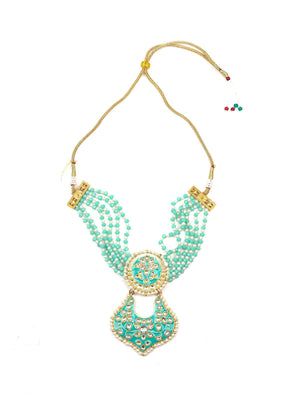 Sea green stunning beaded necklace for women - Rajwada