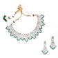 Shinny Crystal And Emerald Embellished Necklace With Earrings - Rajwada