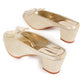 Rajwada Women Beige Shiny Square Heel Mules With A Bow