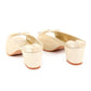 Rajwada Women Beige Shiny Square Heel Mules With A Bow