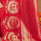 Silk Blend Off White and Red Woven Designer Saree - Rajwada