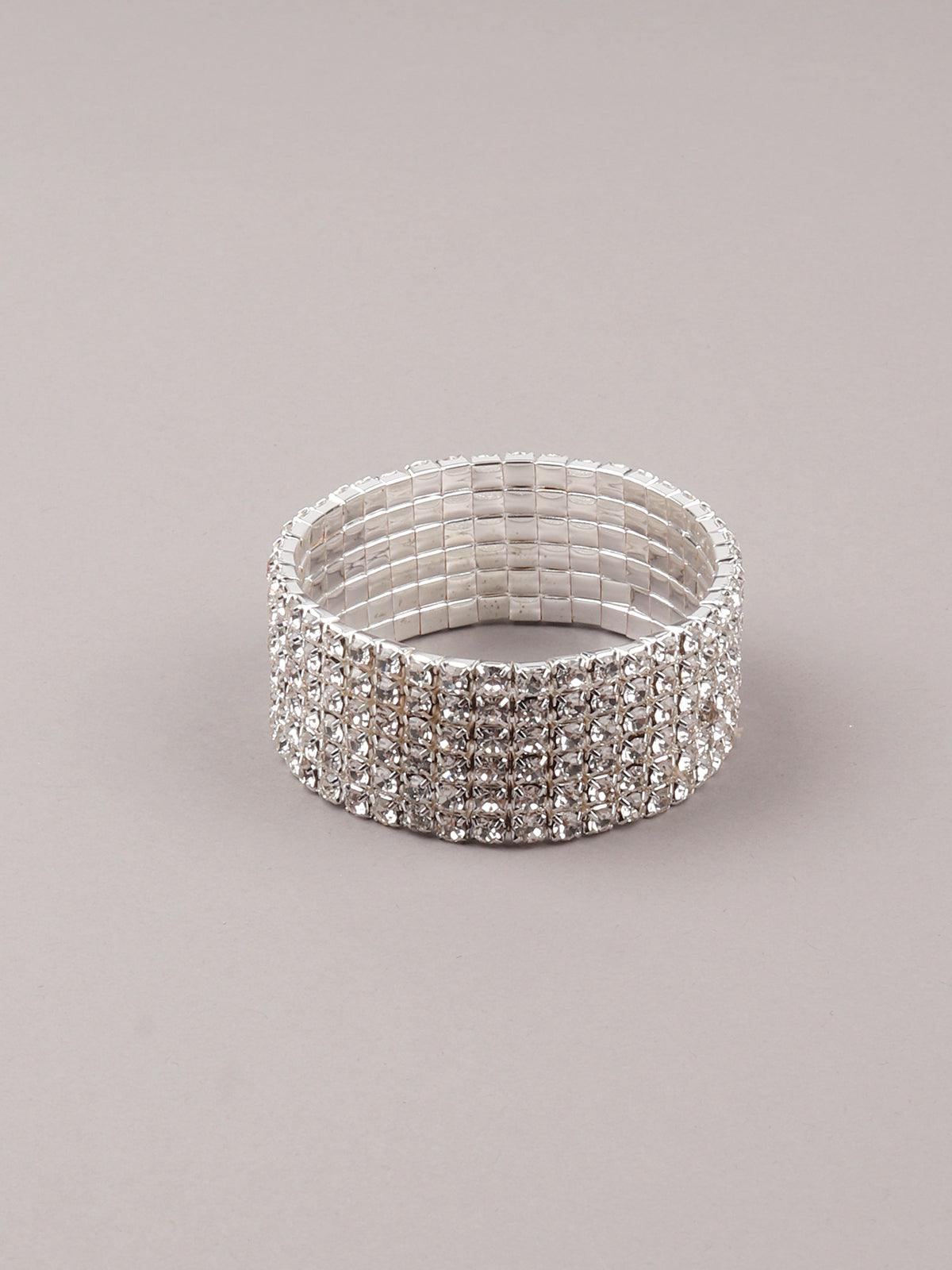 Silver artifical diamond embellished bracelet for women - Rajwada