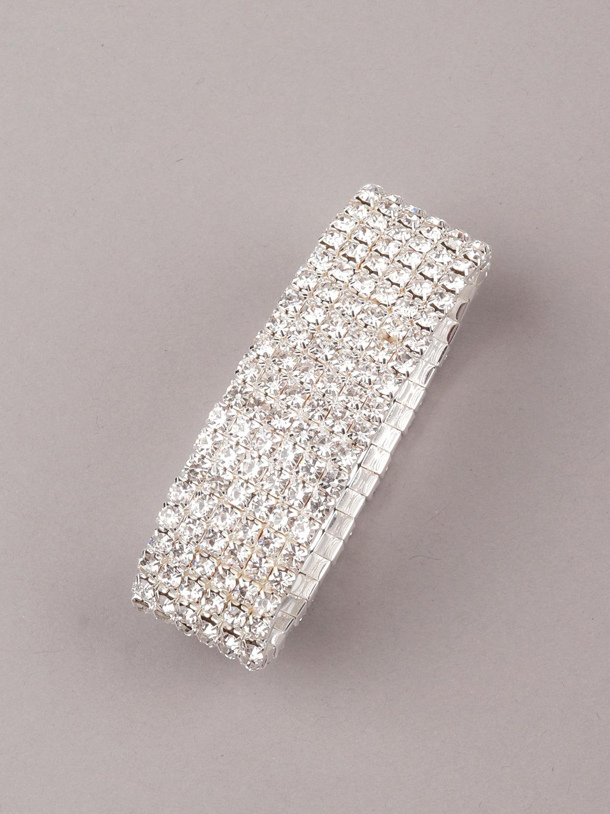Silver artifical diamond embellished bracelet for women - Rajwada
