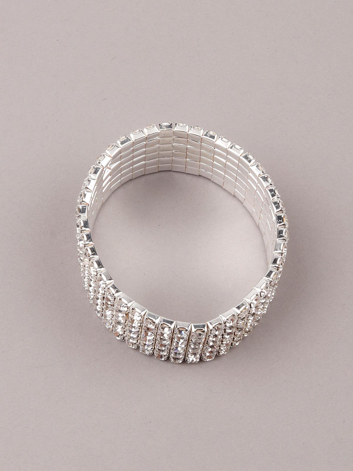 Silver artifical diamond embellished bracelet for women - Rajwada