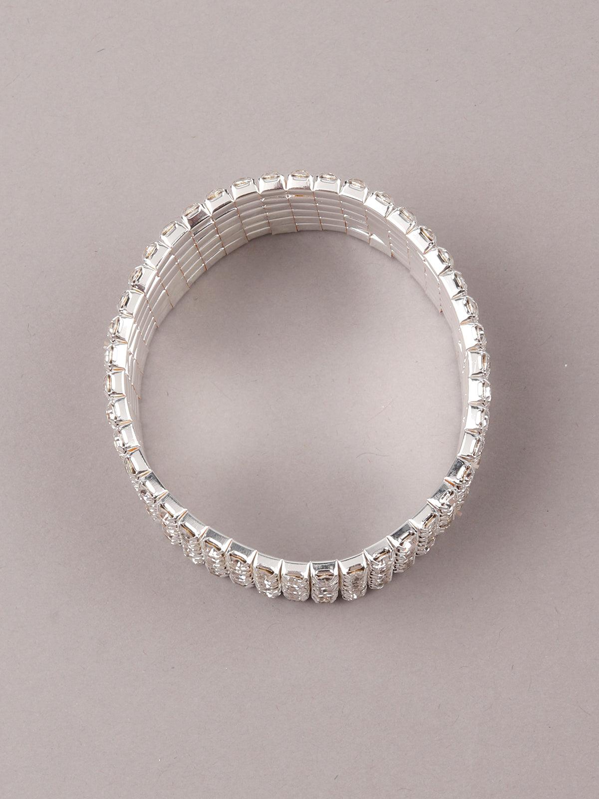 Silver artifical diamond embellished bracelet for women - Rajwada