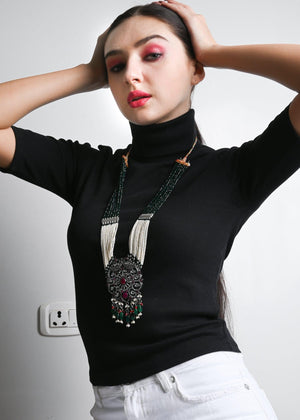 Silver Peacock Rani Haar Necklace Set - Rajwada