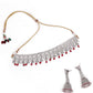 Silver-Tone Jewellery Set Embellished With Rubies - Rajwada