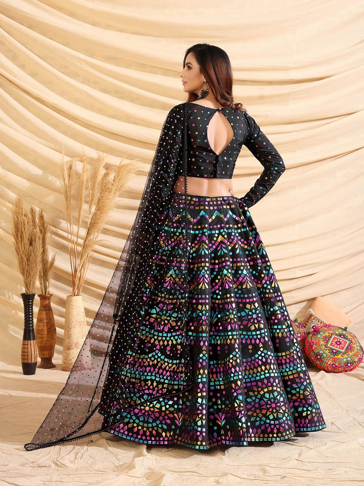 Sizzling Black Tafetta Silk Lehenga - Rajwada