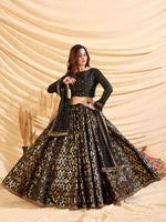 Sizzling Black Tafetta Silk Lehenga Set - Rajwada