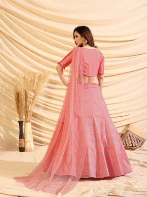 Sizzling Pink Tafetta Silk Lehenga Set - Rajwada
