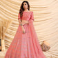 Sizzling Pink Tafetta Silk Lehenga Set - Rajwada