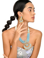 Sky blue gorgeous pendant necklace set for women - Rajwada