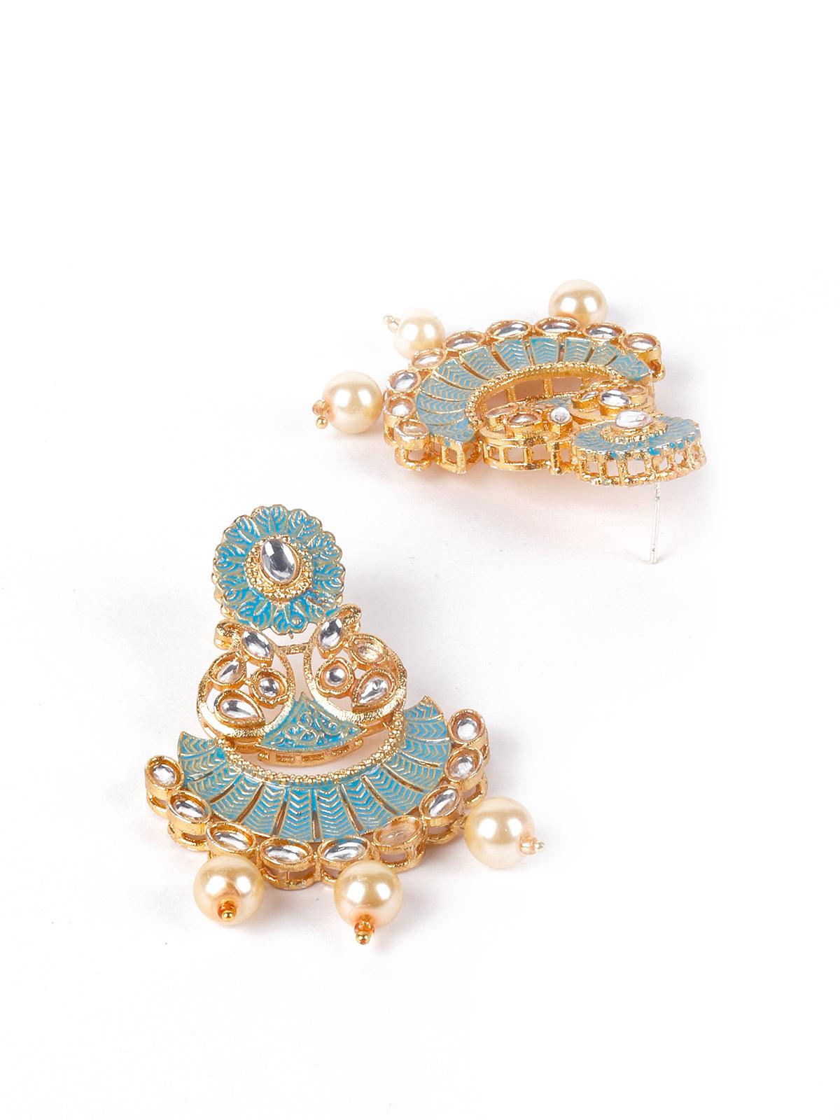 Sky blue gorgeous pendant necklace set for women - Rajwada