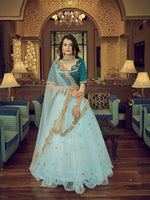 Sky Blue Heavy Net Designer Lehenga Choli - Rajwada