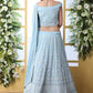 Sky Blue Sequins Georgette Lehenga Set - Rajwada