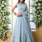 Sky Blue Sequins Georgette Lehenga Set - Rajwada