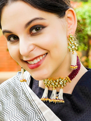 Sober Maroon Choker Set - Rajwada