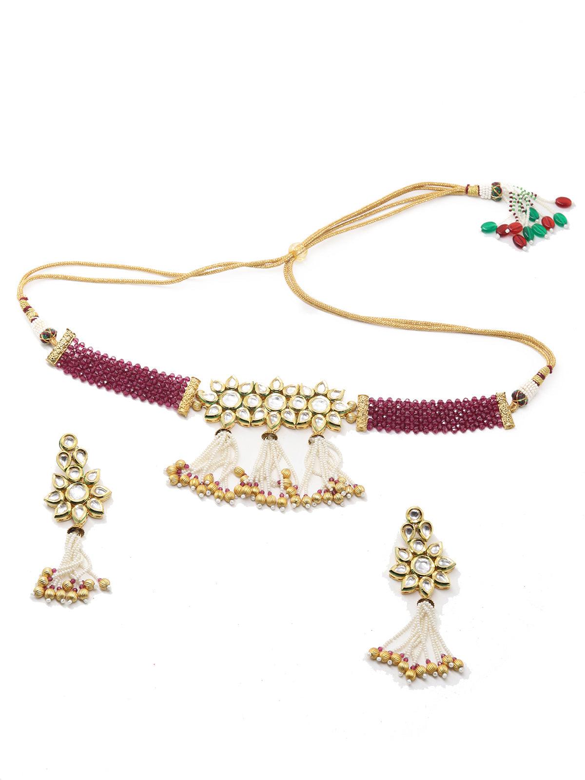 Sober Maroon Choker Set - Rajwada