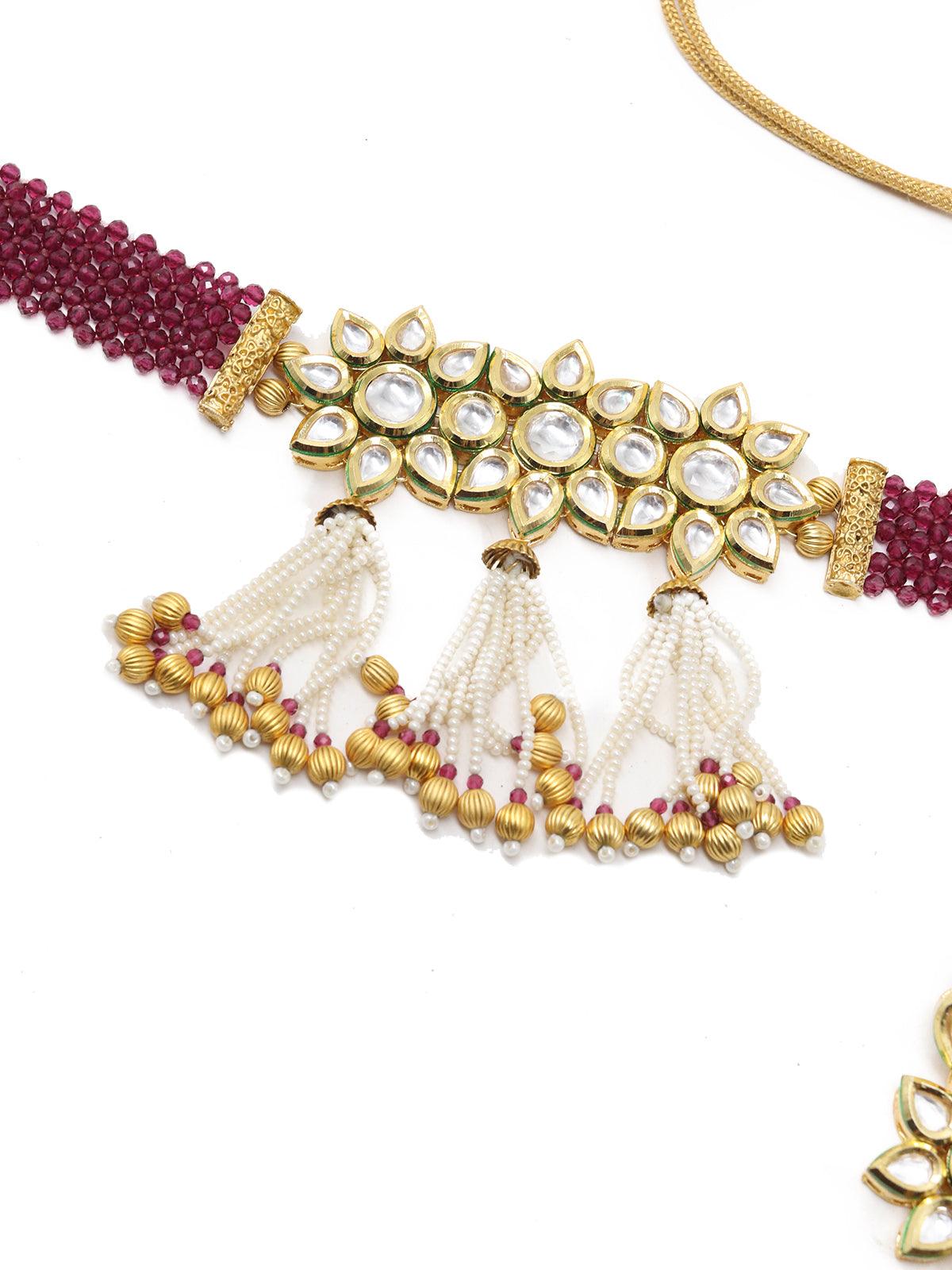 Sober Maroon Choker Set - Rajwada