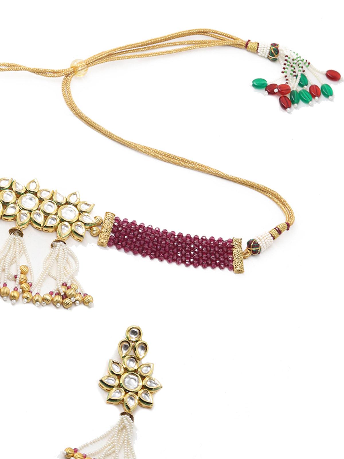 Sober Maroon Choker Set - Rajwada