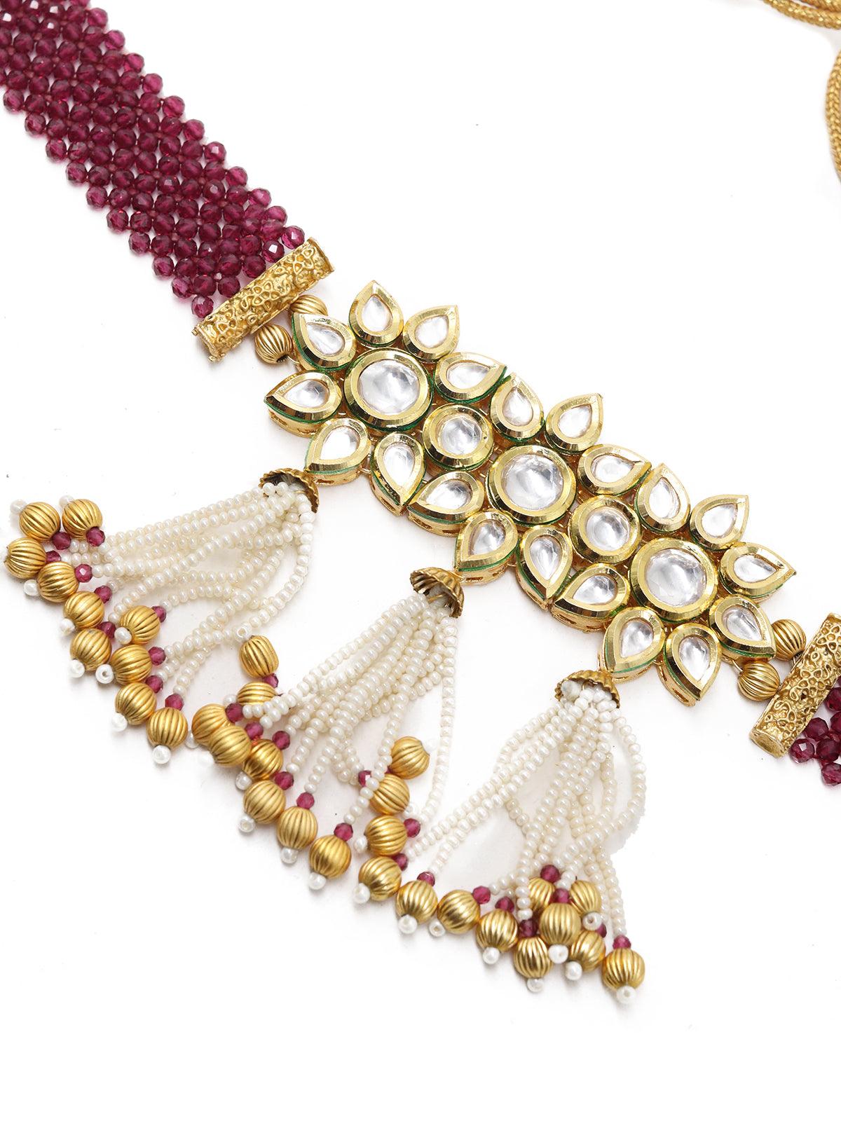 Sober Maroon Choker Set - Rajwada
