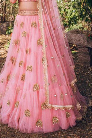 Soft Net Pink Lehenga - Rajwada