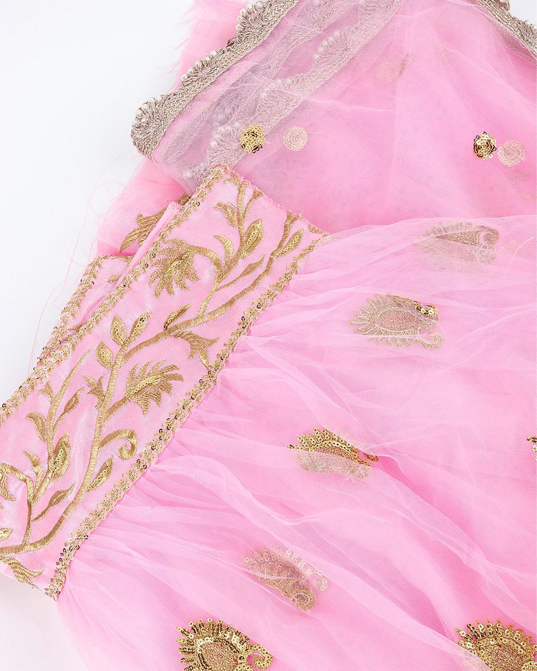 Soft Net Pink Lehenga - Rajwada