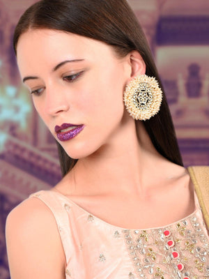 Spectacular gold tone kundan heavy pearl earrings! - Rajwada