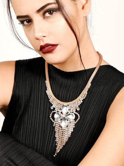 Splendid Stone Studded Necklace with Earrings - Rajwada