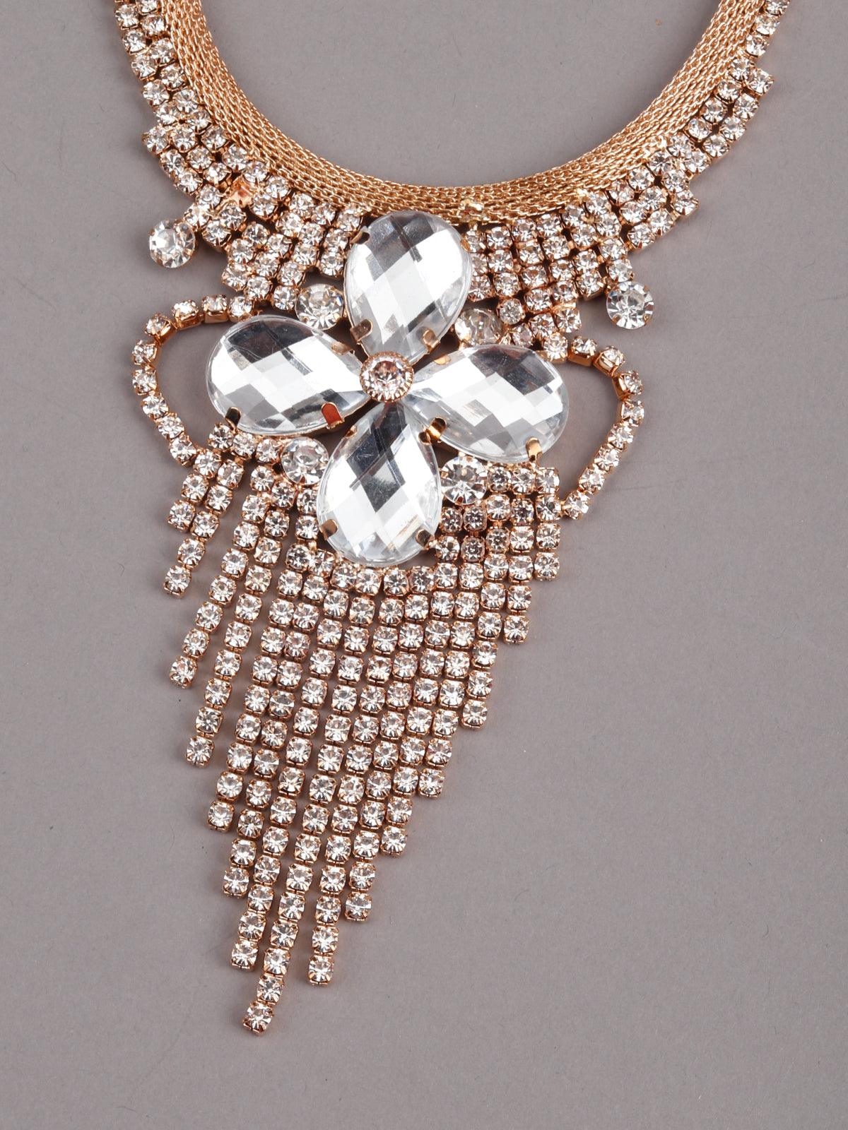 Splendid Stone Studded Necklace with Earrings - Rajwada