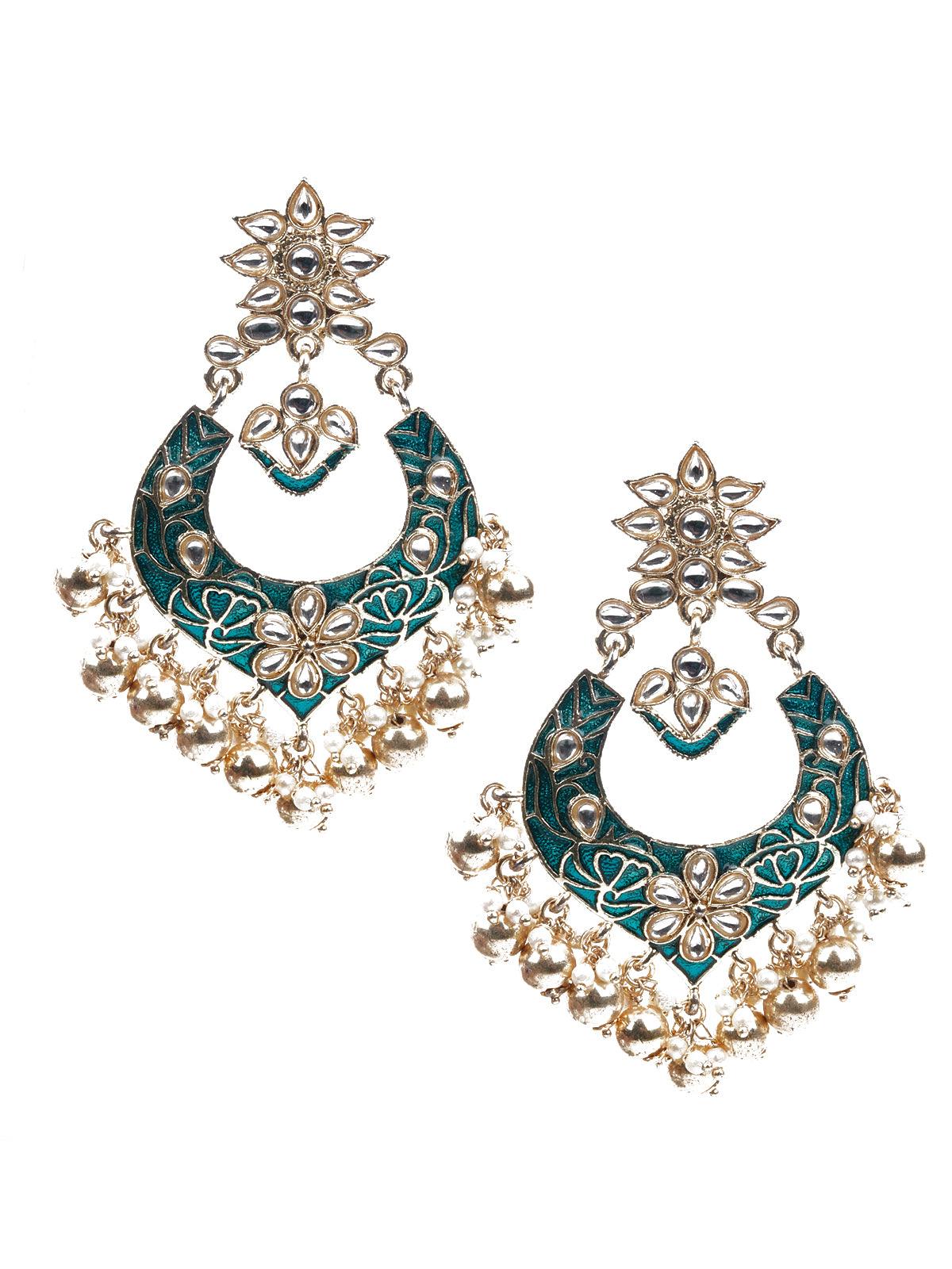 STONE STUDDED TRADITIONAL DANGLE EARRINGS - Rajwada