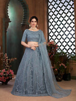 Striking Grey Net Lehenga Set - Rajwada
