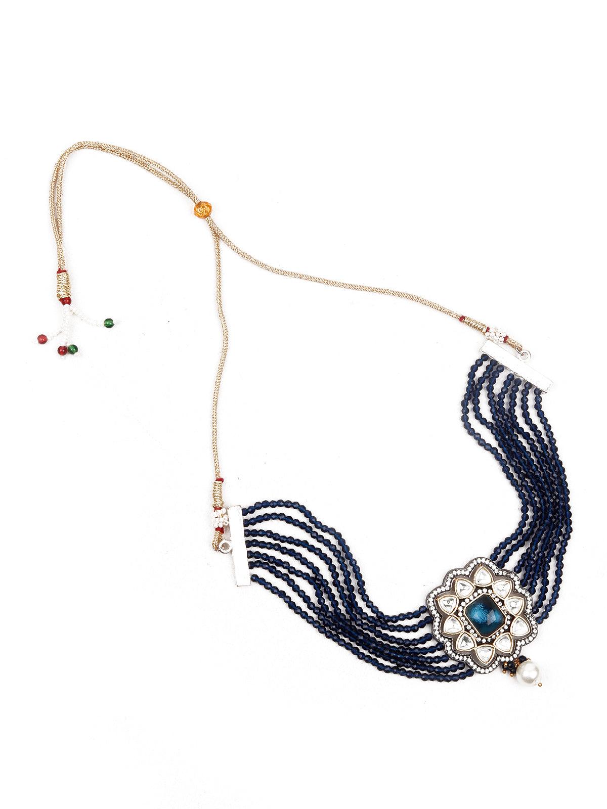 Striking Navy Blue Choker - Rajwada