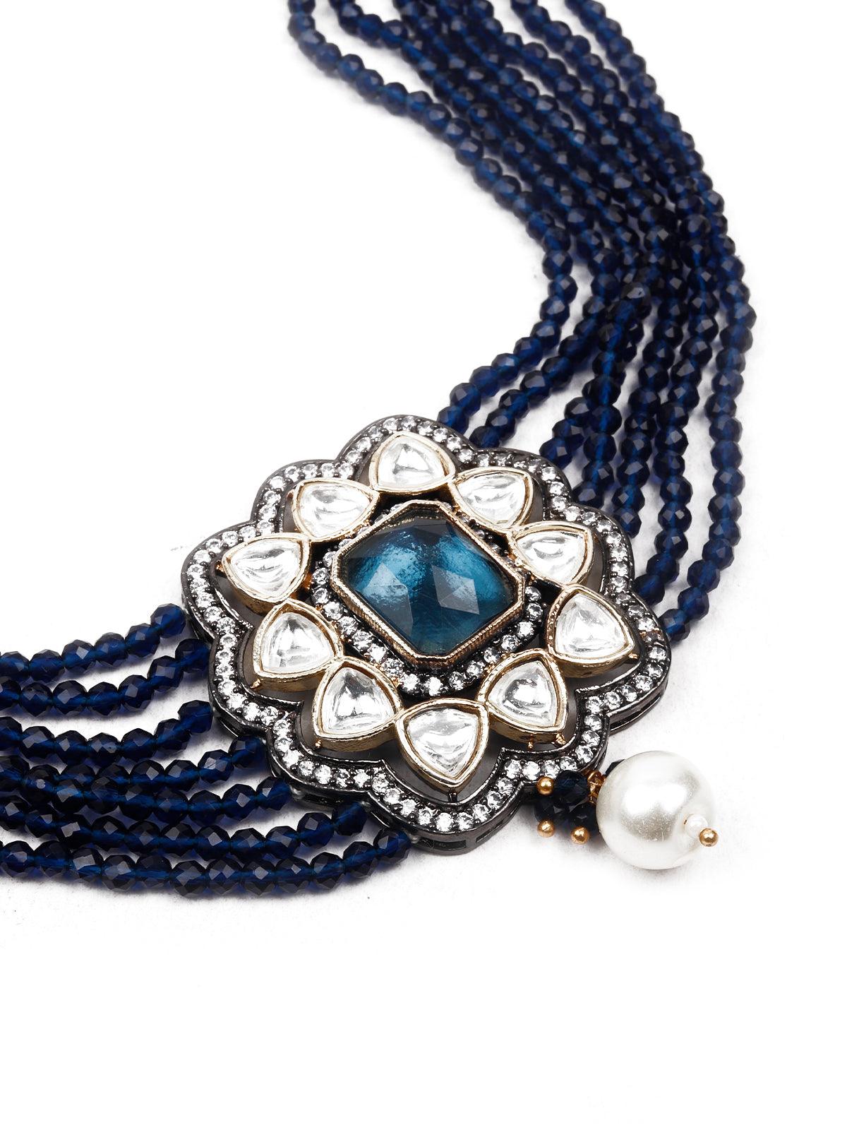 Striking Navy Blue Choker - Rajwada