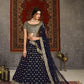 Striking Navy Blue Net Lehenga Set - Rajwada