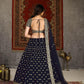 Striking Navy Blue Net Lehenga Set - Rajwada