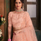 Striking Peach Net Lehenga Set - Rajwada