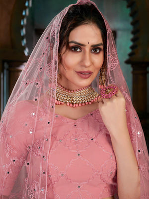 Striking Pink Georgette Lehenga Set - Rajwada