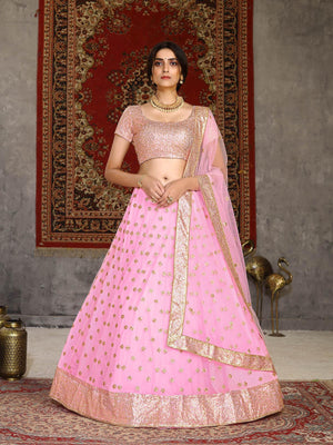 Striking Pink Net Lehenga Set - Rajwada