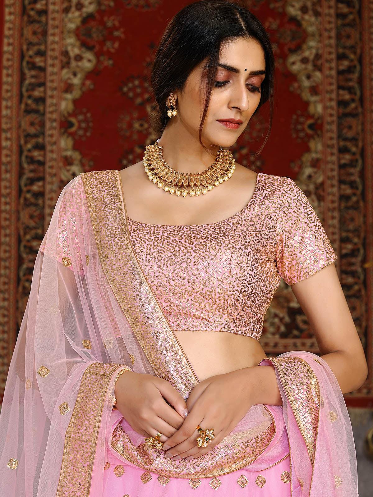 Striking Pink Net Lehenga Set - Rajwada