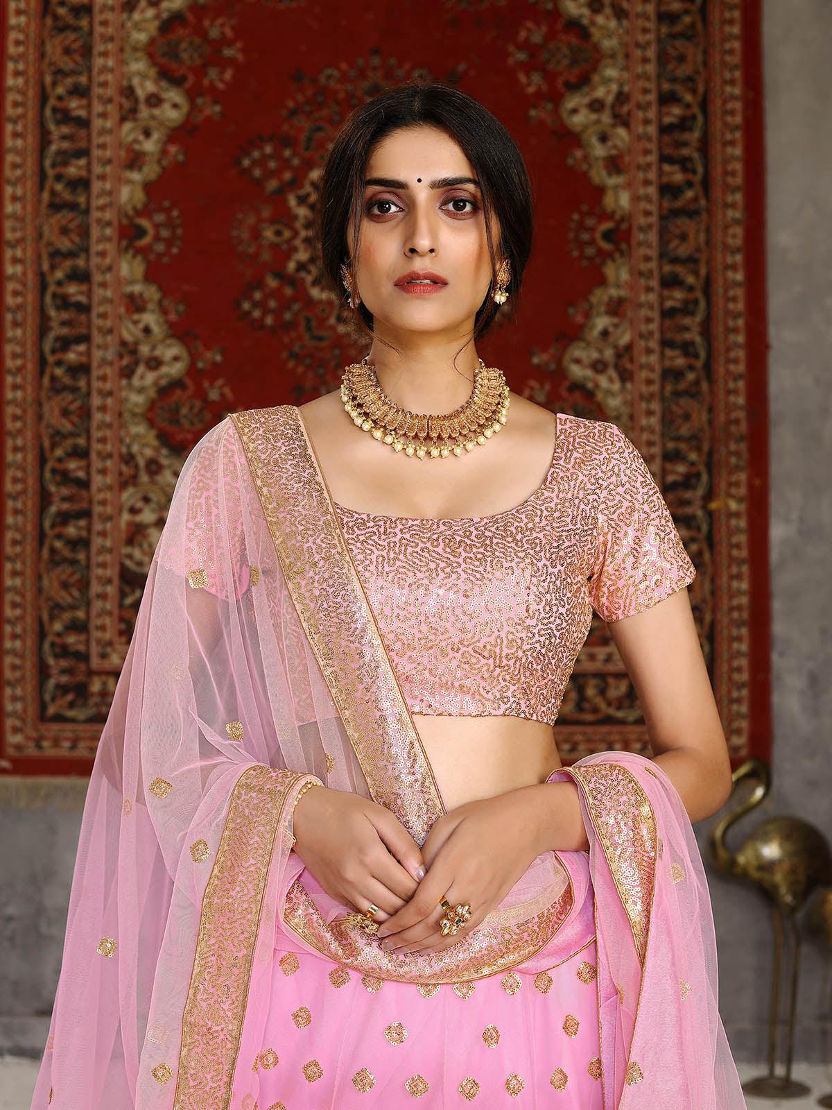 Striking Pink Net Lehenga Set - Rajwada